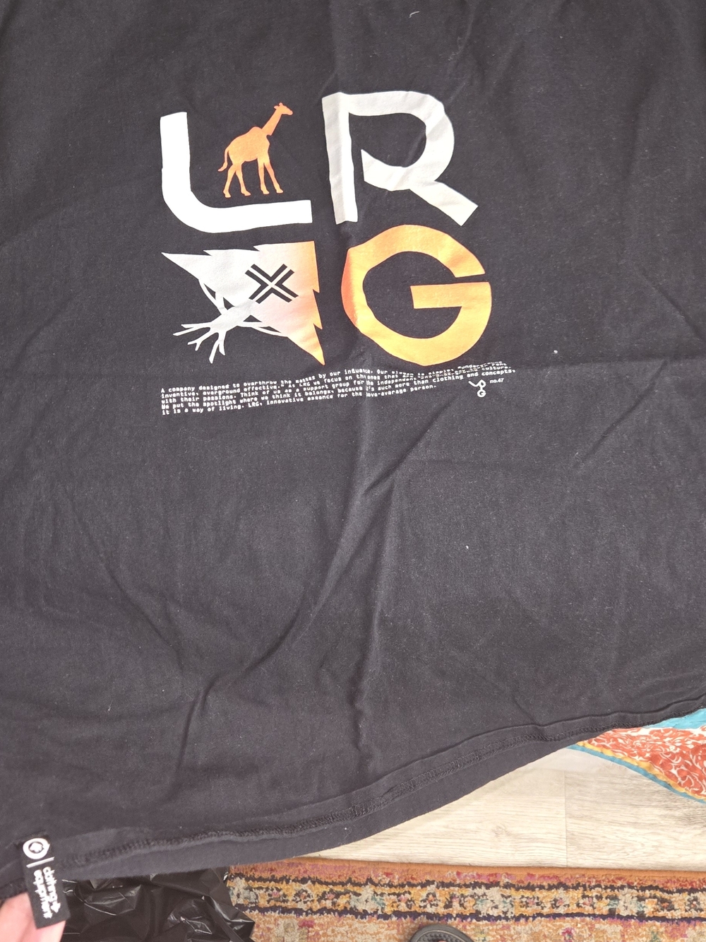 Lrg Black Short Sleeve Tee with Orange and White Logo